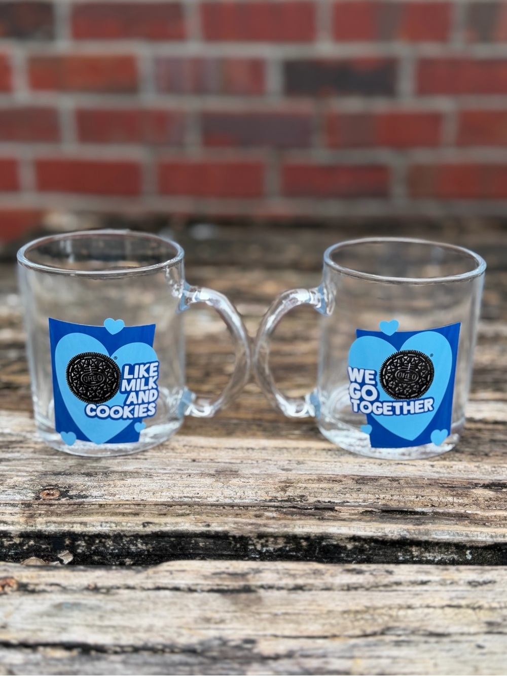 Pair of Oreo Cookies 10 oz. Clear Dunking Milk Mug Set with Handles F7